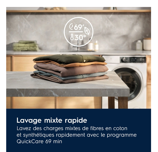 Lave-linge hublot Electrolux EW7FI25916OV – 9 kg 1600 tr/min Classe A