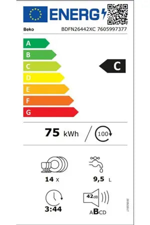 Lave-vaisselle pose libre Beko BDFN26442XC