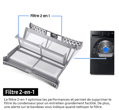 Sèche-linge pompe à chaleur Samsung DV90DB7845GE Bespoke AI – 9 kg AI Dry+ Blanc Classe A