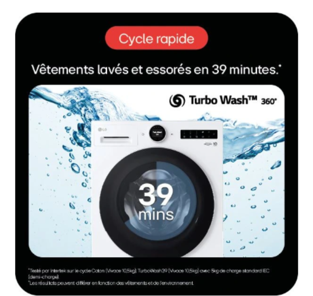 Lave-linge hublot LG F14X71WHST 11 kg