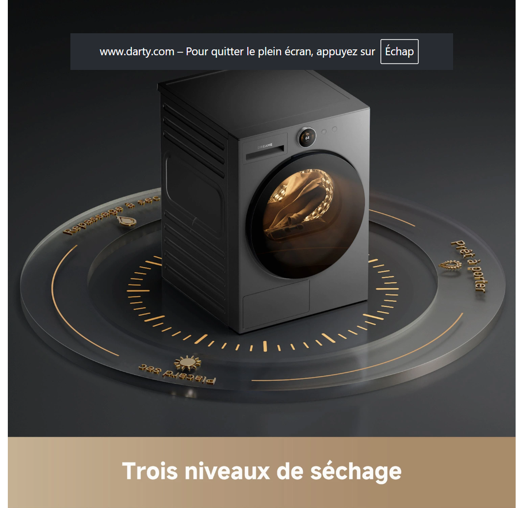 Sèche-linge pompe à chaleur Dreame L9 – 9 kg Dual Inverter IA PressFree Classe B