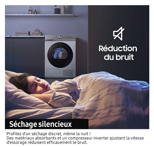 Sèche-linge pompe à chaleur Samsung DV90F09F4S BESPOKE AI – 9 kg Classe A
