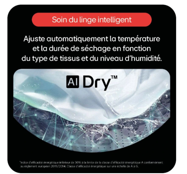 Sèche-linge pompe à chaleur LG RH9X71WH – 9 kg DUAL Inverter AI Dry Classe B