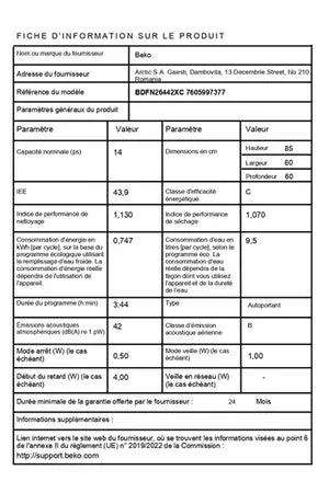 Lave-vaisselle pose libre Beko BDFN26442XC