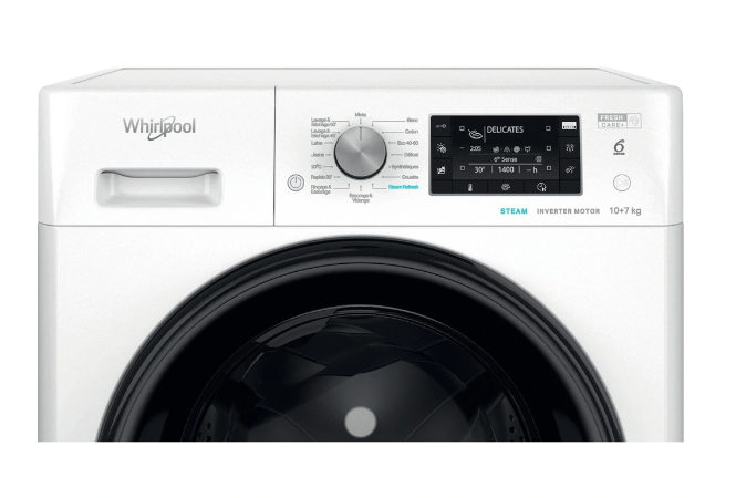 Lave-linge séchant Whirlpool FFDD1074489BVFR – 10/7 kg 6ème Sens