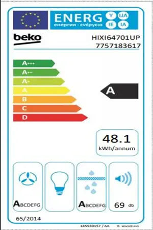 Plaque de cuisson avec hotte intégrée Beko HIXI64701UP