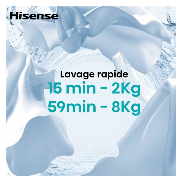 Lave-linge hublot Hisense WF5I9043BBFS iFit – 9 kg 47 cm Noir