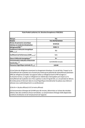 Climatiseur mobile TCL TAC-09CPB/NZWLN