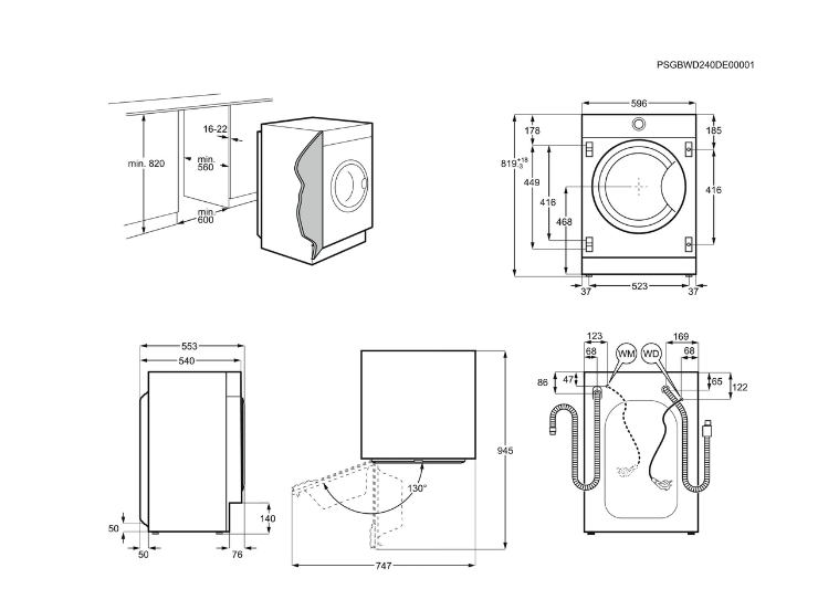 Lave-linge hublot encastrable Electrolux EW7F1484BI – 8 kg Classe B