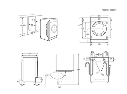 Lave-linge hublot encastrable Electrolux EW7F1484BI – 8 kg Classe B