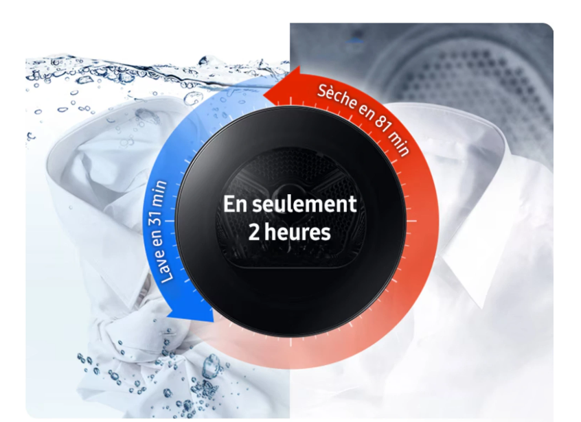 Sèche-linge pompe à chaleur Samsung DV90DG6845LK – 9 kg Classe A