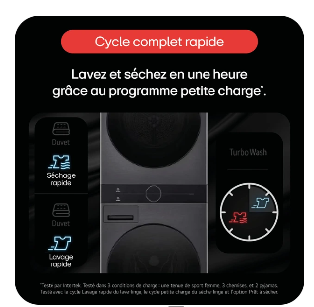 Colonne lavante LG F214WT8PB – 12 kg / 10 kg Pompe à chaleur