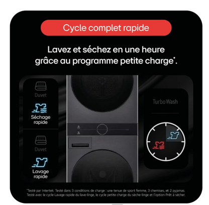 Colonne lavante LG F214WT8PB – 12 kg / 10 kg Pompe à chaleur