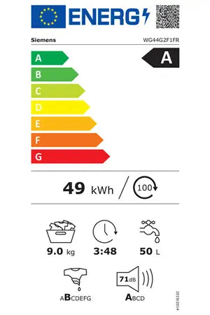 Siemens WG44G2F1FR – Lave-linge Hublot 9 kg Blanc | iQdrive, i-Dos, VarioSpeed