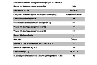 Congélateur coffre Haier HCE520E