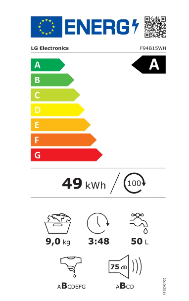Lave-linge hublot LG F94B15WH – 9 kg Inverter Direct Drive