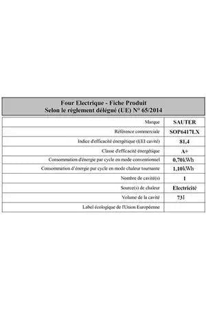 Four encastrable Sauter SOP6417LX