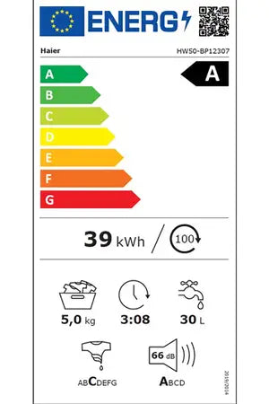 Haier HW50-BP12307-S – Lave-linge Hublot Compact 5 kg Blanc