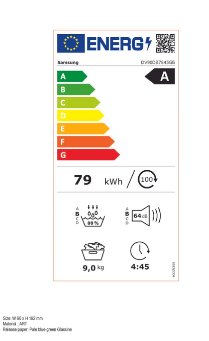 Sèche-linge pompe à chaleur Samsung DV90DB7845GB Bespoke AI – 9 kg AI Dry+ Noir Classe A