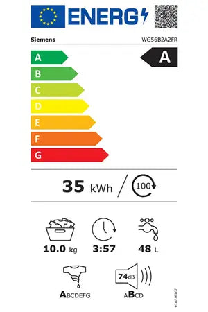 Siemens WG56B2A2FR – Lave-linge Hublot 10 kg Blanc | iQdrive, i-Dos, Home Connect