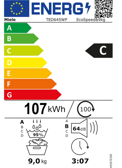 Sèche-linge pompe à chaleur Miele TED 645 WP – 9 kg EcoSpeed HygieneDry 20 ans