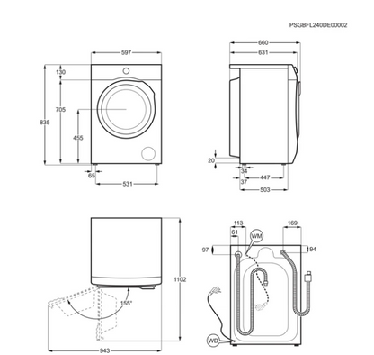 Lave-linge hublot Electrolux EW7FI25916OV – 9 kg 1600 tr/min Classe A