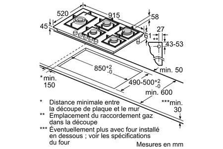 Plaque gaz Siemens EP9A6MI40, iQ500 90cm