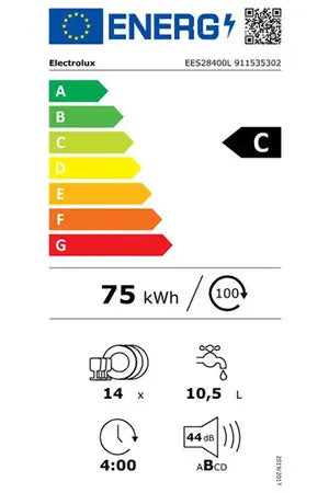 Electrolux EES28400L – Lave-vaisselle Encastrable 60 cm 14 Couverts | SatelliteClean, AirDry, QuickSelect